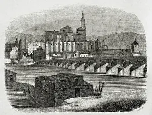 Roman Bridge over the Guadalquivir river, also called the Old Bridge, Cordoba, Spain, 1852. Creator: Ildefonso Cibera