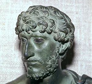 Garnet Prints: Roman bronze bust of a Roman man with inlaid eyes, 2nd century