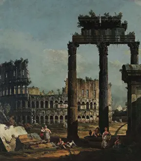 Roman Capriccio with the Colosseum, 1740s. Creator: Bellotto, Bernardo (1720-1780)