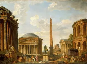 Paolo Panini Prints: Roman Capriccio: The Pantheon and Other Monuments, 1735. Creator: Giovanni Paolo Panini