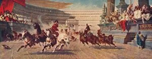 Chariots Collection: A Roman Chariot Race, c1882. Creator: Alexander von Wagner