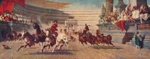 Dangerous Prints: A Roman Chariot Race, c1882. Creator: Alexander von Wagner