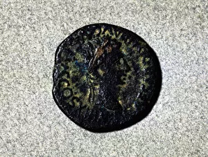 August Collection: Roman coin of the first half of the first century bC, with a crown head facing right