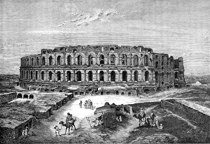 Mahdia Governorate Prints: The Roman Coliseum of Thysdrus at El Djem, near Tunis, 1874. Creator: Unknown
