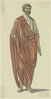 Roman consul: Standing man in Roman dress (from Goethe's Roman Carnival), late 18th century