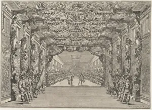 Assembly Prints: The Roman curia with guards in the anteroom; set design from Il Fuoco Eterno
