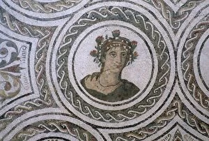 Mahdia Governorate Gallery: Detail of Roman floor mosaic of Spring, 2nd century