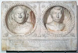 Roman funerary relief of a husband and wife