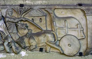 Roman funerary relief, showing an ox-cart