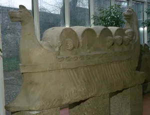 Cask Gallery: Roman funerary sculpture of a wine-boat