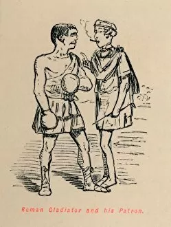 Boxing Gloves Gallery: Roman Gladiator and his Patron, 1852. Artist: John Leech