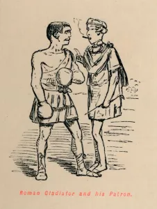 Boxing Gloves Gallery: Roman Gladiator and his Patron, 1852. Artist: John Leech