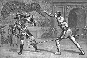 The Roman Gladiatorial Games at the Italian Exhibition, Earls Court, 1888. Creator: Percy Macquoid The Roman Gladiatorial Games at the Italian Exhibition, Earls Court, 1888. Creator: Percy Macquoid