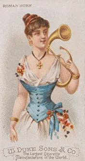 Schumacher And Prints: Roman Horn, from the Musical Instruments series (N82) for Duke brand cigarettes, 1888