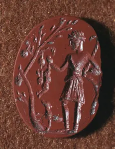 Roman intaglio gem of British deity Cocidus as Silvanus the Hunter, 2nd century BC
