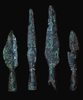 Spearhead Prints: Roman iron spearheads from the Roman site at Camerton near Bath, England
