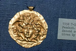 Gorgon Prints: Roman Jewellery Gold Pendant, Head of Gorgon, 2nd century