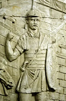 Commemorative Prints: Roman legionary on sentry duty, from Trajans column, Rome, 106-113