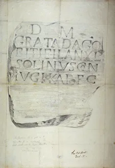 Roman memorial stone erected by Solinus in memory of his wife Grata, 1875