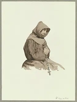 Wove Paper Prints: Roman monk, 1851. Creator: Friedrich Wilhelm Ludwig