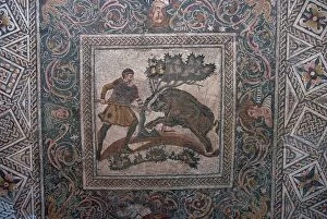 Badajoz Gallery: Roman mosaic of a boar hunt