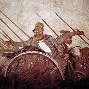 Roman mosaic of Darius II of Persia at the Battle of Issus, Pompeii, Italy, (1st century AD)