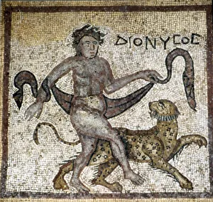 4th Century Prints: Roman Mosaic, Dionysus with Panther, c4th century