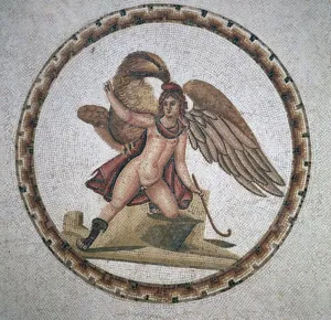 Ganymede Prints: Roman mosaic of Ganymede and Zeus, 3rd century