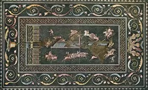 Circuses And Music Halls Gallery: A Roman Mosaic at Lyons, Representing the Circus Games, 1942. Artist: F. Artaud