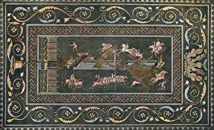 Circuses And Music Halls Gallery: A Roman Mosaic at Lyons, Representing the Circus Games, 1942. Artist: F. Artaud