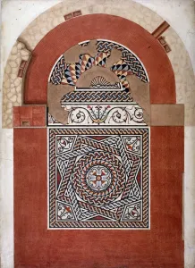 Roman mosaic pavement dating from 300 AD, found in Bucklersbury, City of London, 1869