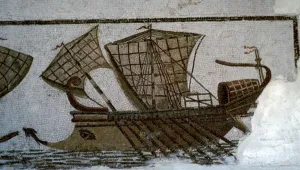 Roman mosaic of a Roman warship, c. 2nd century BC