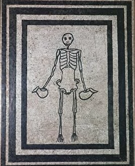 Roman mosaic of a skeleton, 1st century