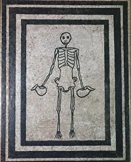 Civilisation Prints: Roman mosaic of a skeleton, 1st century