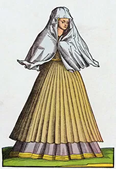 Prostitution Gallery: Roman prostitute or courtesan in street dress, 16th century