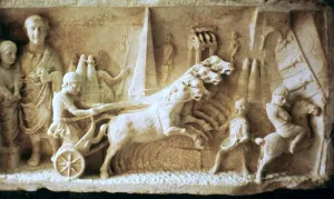 Vatican Museum Prints: Roman relief of a chariot race