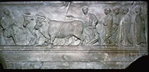 Ritual Prints: Roman relief showing the ritual plowing of the boundaries of a new city