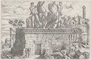Roman ruins with the horse tamers (Dioscuri) on the Quirinal Hill, 1730-60 Roman ruins with the horse tamers (Dioscuri) on the Quirinal Hill, 1730-60