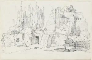 Vien Joseph Marie I Prints: Roman Ruins with a Stand of Cypresses, 1744/1750. Creator: Joseph-Marie Vien the Elder