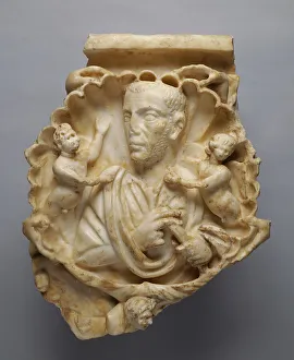 Seashell Prints: Roman Sarcophagus Fragment, about A.D. 250-275. Creator: Unknown