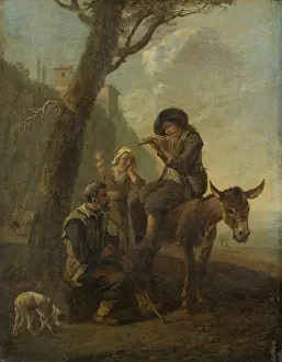 Misty Prints: Roman Shepherd Family Resting Beneath a Tree, c1650-1651. Creator: Johannes Lingelbach