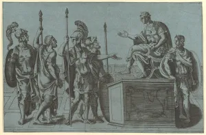 Giulio Gallery: Roman Soldiers Before an Emperor, before 1540 (?). Creator: Giorgio Ghisi