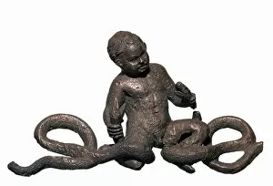 Roman statuette of Hercules strangling two snakes
