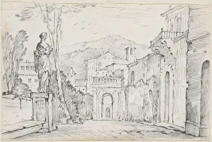 Vien Joseph Marie I Prints: A Roman Street with Monte Cavo in the Distance