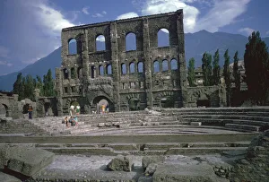 25th Century Bc Prints: Roman theatre at Aosta, Italy, 25th century BC