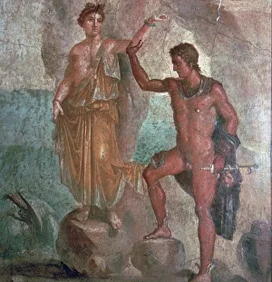Roman wall-painting from the House of the Dioscuri in Pompeii, 1st century