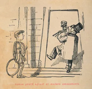 Roman youth aghast at modern amusements, 1852. Artist: John Leech