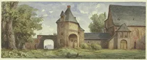 Romanesque Prints: Romanesque monastery complex, left to decay, 19th century. Creator: Karl Peter Burnitz