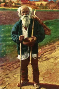 Begging Bowl Prints: Romanian beggar, c1928. Creator: Unknown
