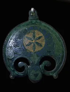 Romano-British copper alloy and enamel plate brooch, 2nd-3rd century